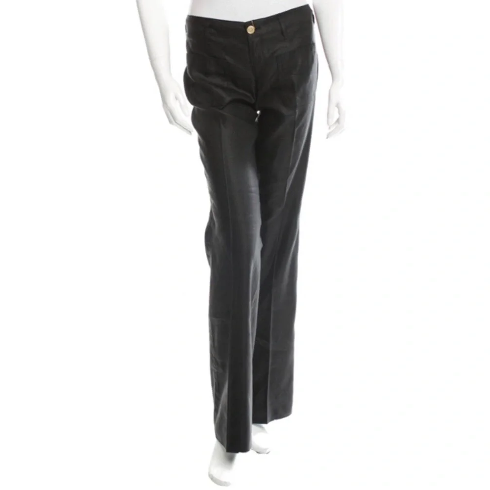 Authentic Gucci Silk Hemp Pants Black Size 42 US 6 - Picture 1 of 8